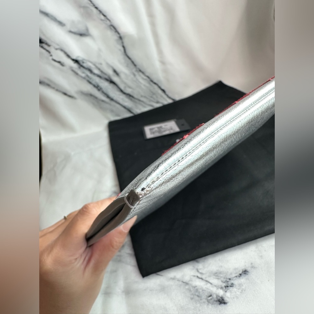 authentic YSL Saint Laurent iPad mini Rider zip Pouch with star patches NWT - Picture 11 of 12